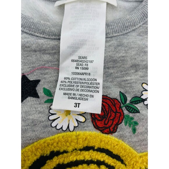 Toughskins Girl's Sweatshirt Grey Pink Red 3 Piece Set Bow and Leggings Size 3T - Picture 5 of 6